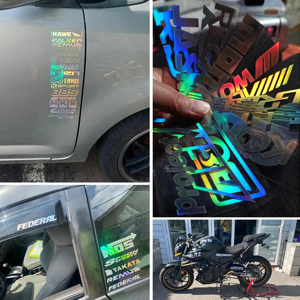 Reflective Random 15pcs Racing Sponsor Stickers Set