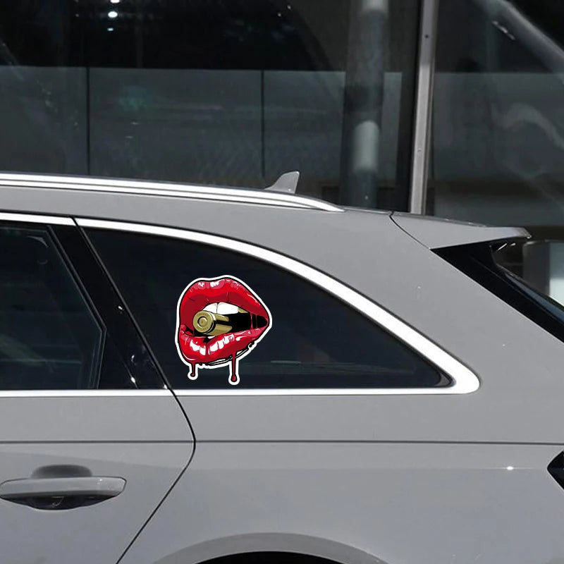 Red Lips With Bullet Car Sticker