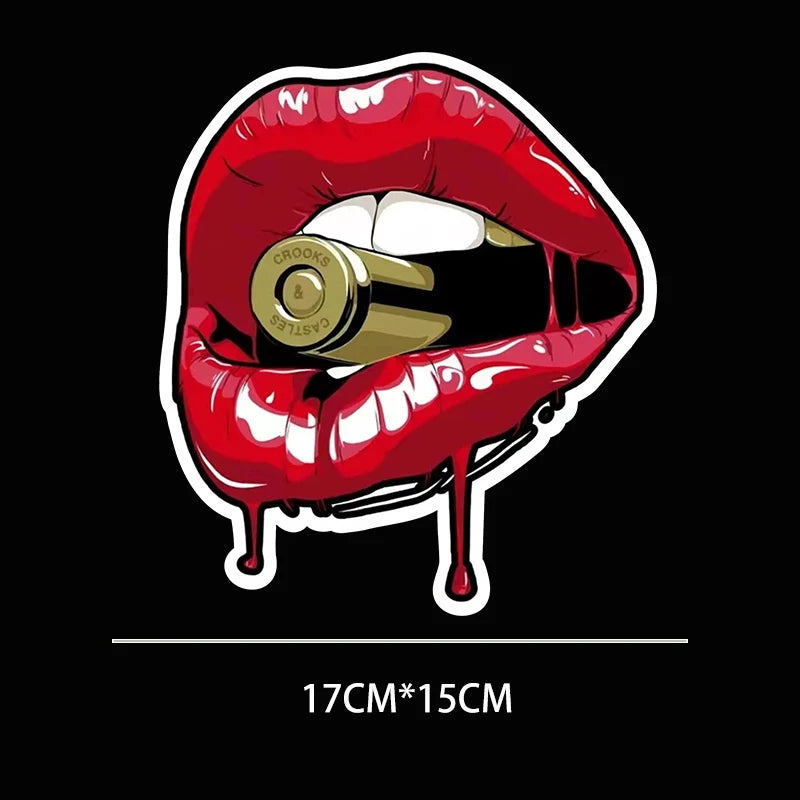 Red Lips With Bullet Car Sticker