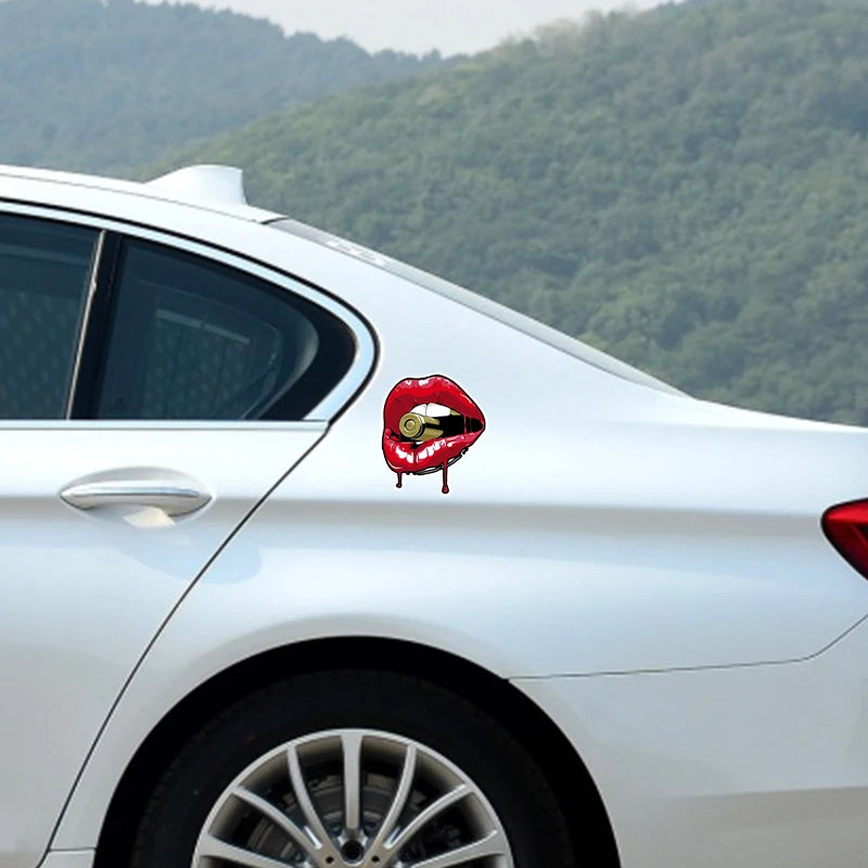 Red Lips With Bullet Car Sticker