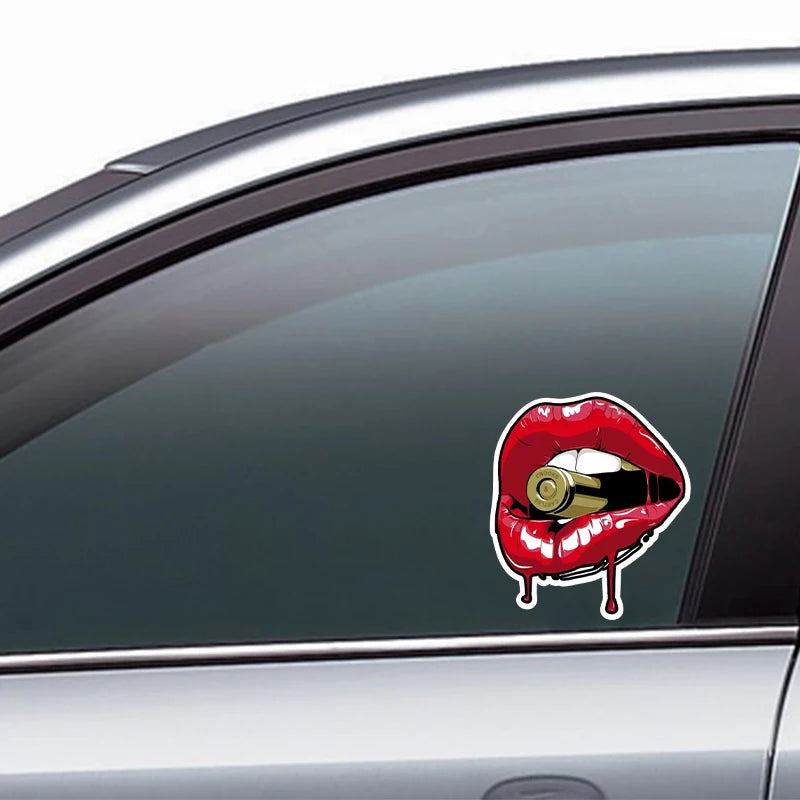 Red Lips With Bullet Car Sticker