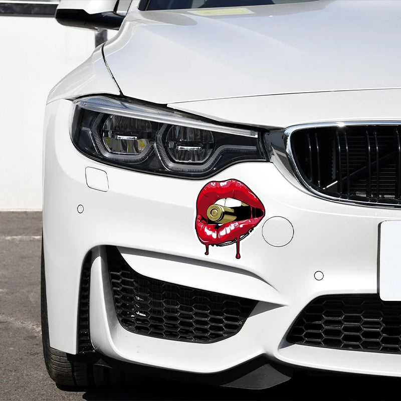 Red Lips With Bullet Car Sticker