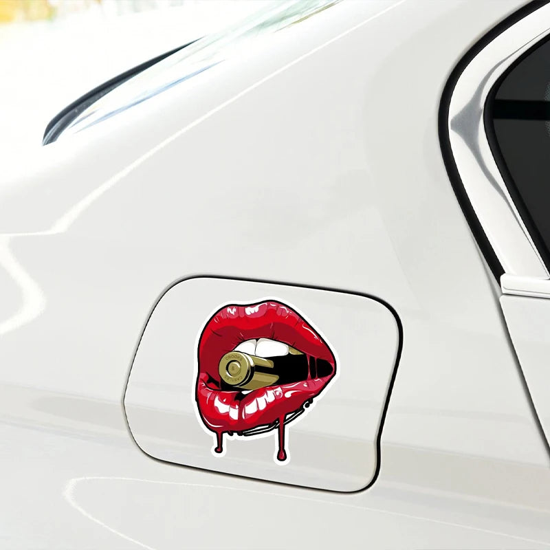 Red Lips With Bullet Car Sticker