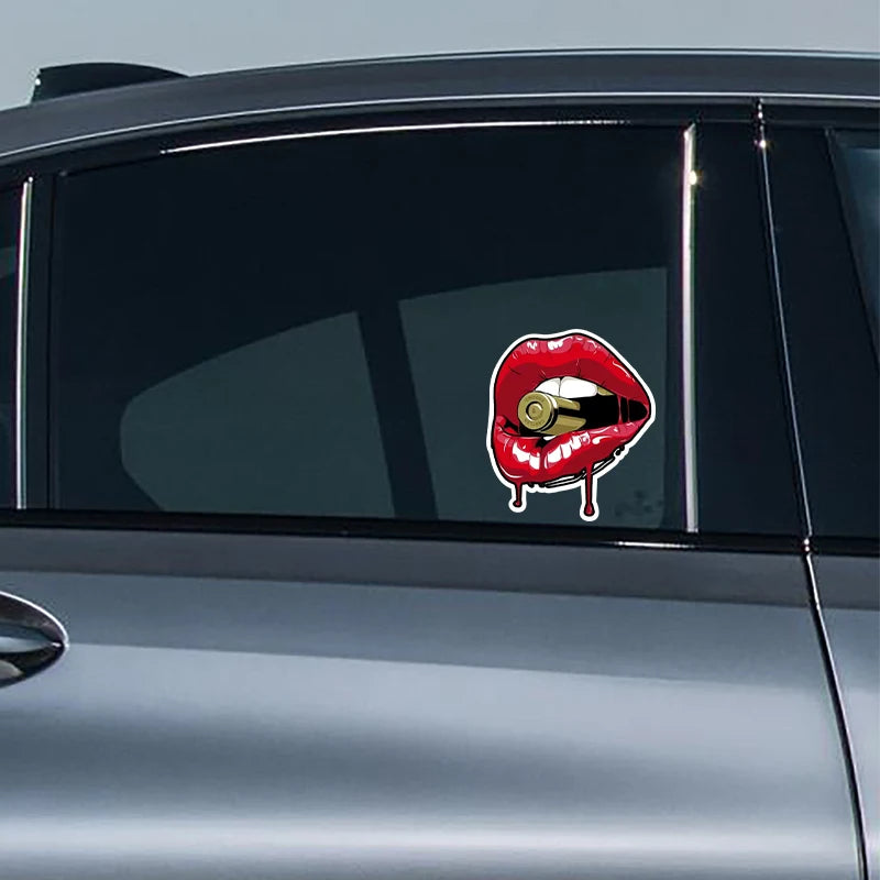 Red Lips With Bullet Car Sticker
