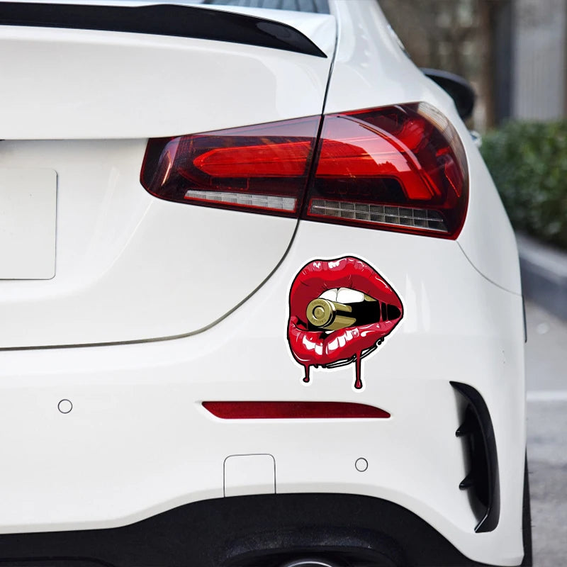 Red Lips With Bullet Car Sticker