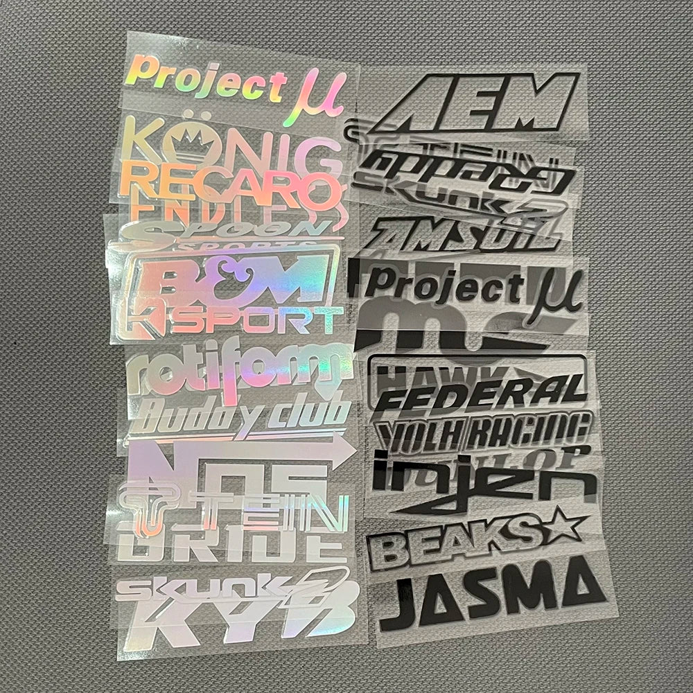Reflective Random 15pcs Racing Sponsor Stickers Set