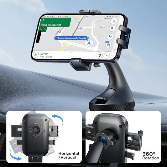 Car Phone Holder Mount Car Strong Suction Hands-Free Universal Cell Phone Stand For Dashboard/Windshield 360° Rotation