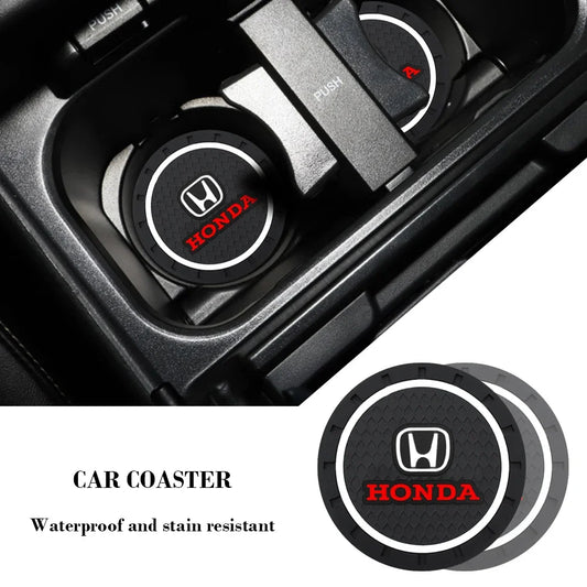 1/2Pcs Non-Slip Car Coaster Water Cup Slot Mat Drink Pad Bottle Holder For Honda Civic Type R FK8 Type S Car Styling Accessories