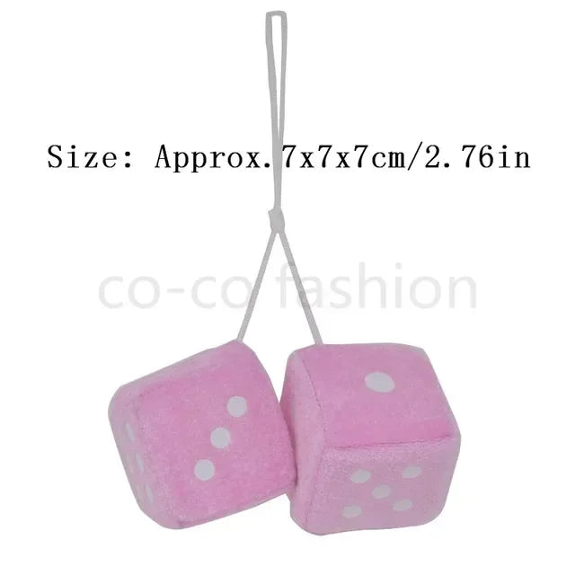 2pcs Plush Dice Toys Velvet Pendants Car Hanger With Suckers Stress Relief Squeeze Cube Fluffy Stuffed Decoration Eid Amagi