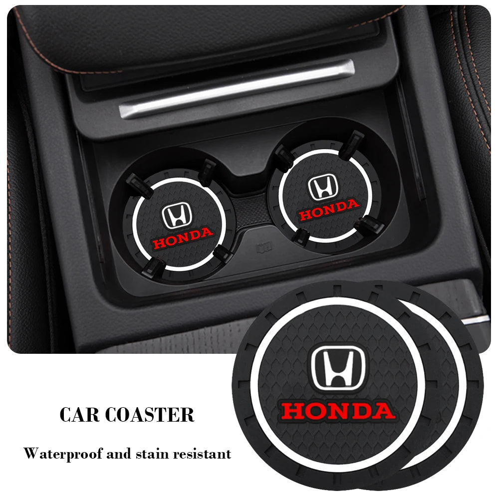 1/2Pcs Non-Slip Car Coaster Water Cup Slot Mat Drink Pad Bottle Holder For Honda Civic Type R FK8 Type S Car Styling Accessories