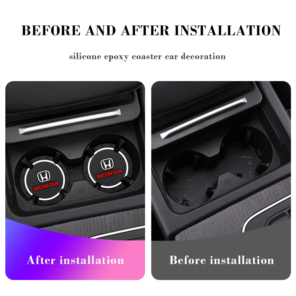 1/2Pcs Non-Slip Car Coaster Water Cup Slot Mat Drink Pad Bottle Holder For Honda Civic Type R FK8 Type S Car Styling Accessories