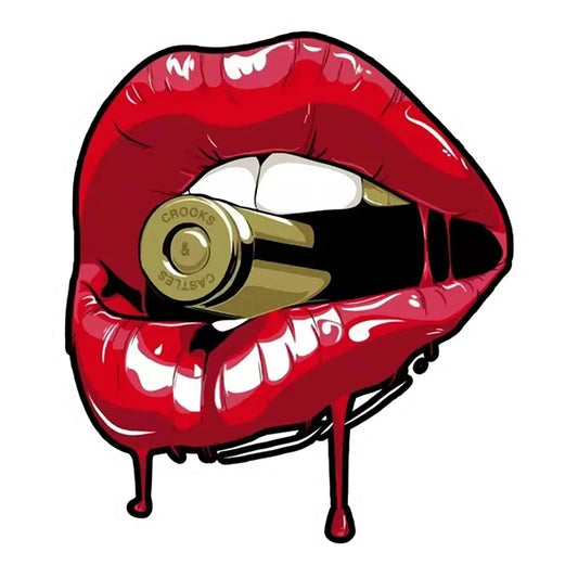 Red Lips With Bullet Car Sticker