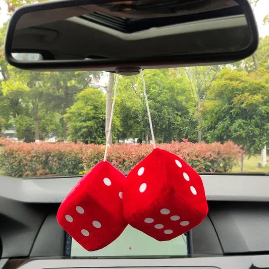 2pcs Plush Dice Toys Velvet Pendants Car Hanger With Suckers Stress Relief Squeeze Cube Fluffy Stuffed Decoration Eid Amagi