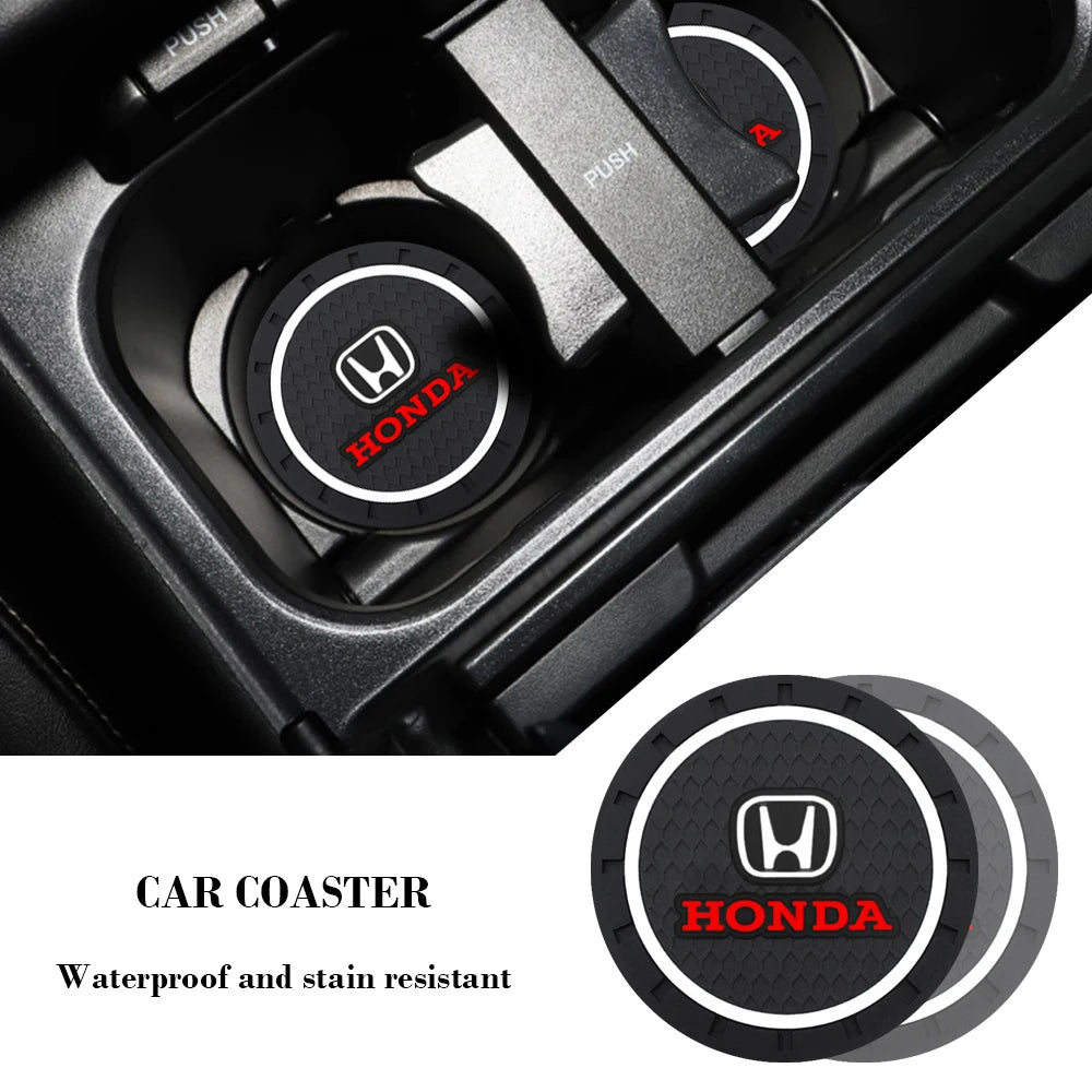 1/2Pcs Non-Slip Car Coaster Water Cup Slot Mat Drink Pad Bottle Holder For Honda Civic Type R FK8 Type S Car Styling Accessories